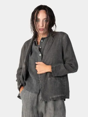 Stonewashed Linen Collared Blazer