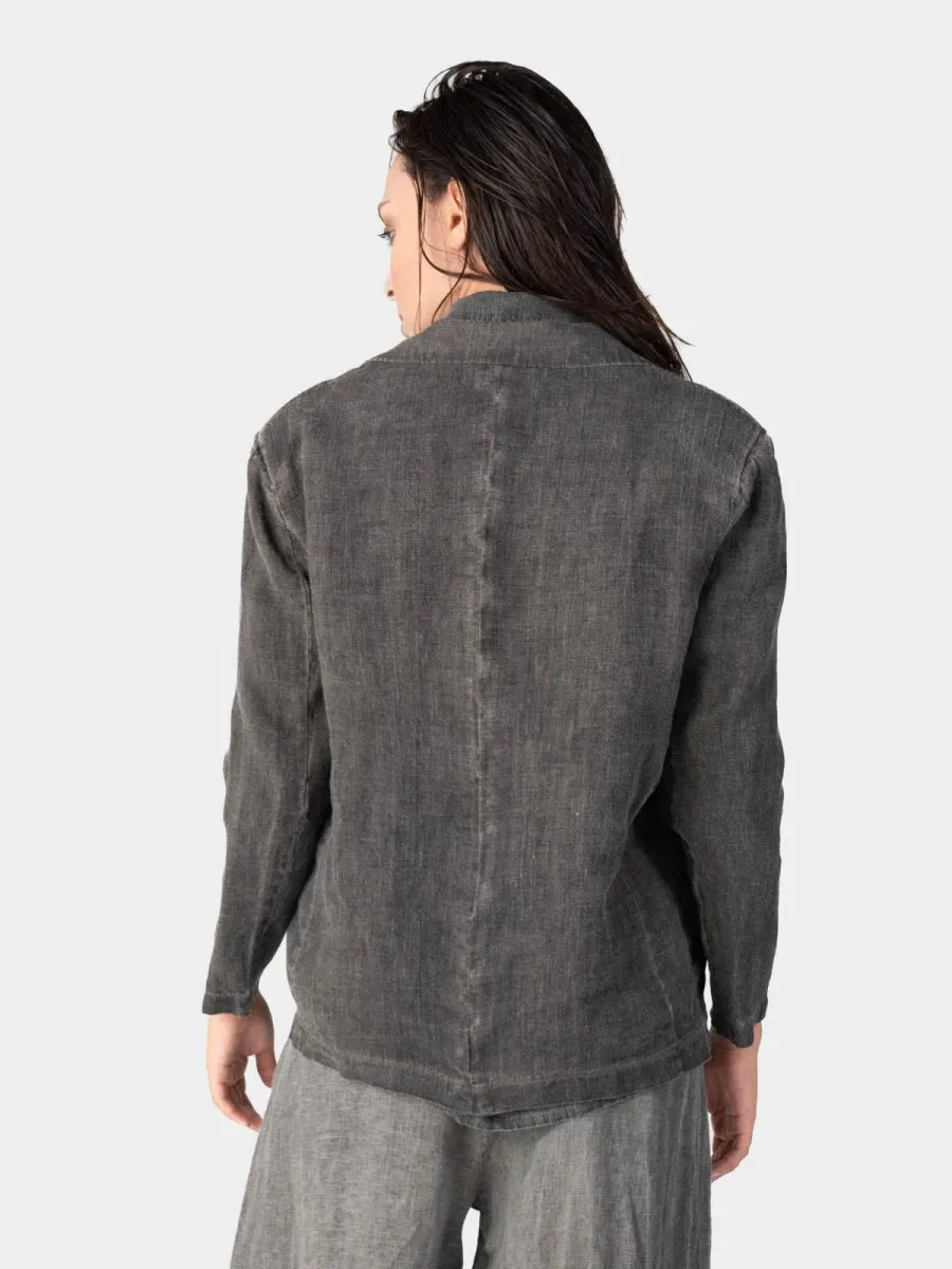 Stonewashed Linen Collared Blazer