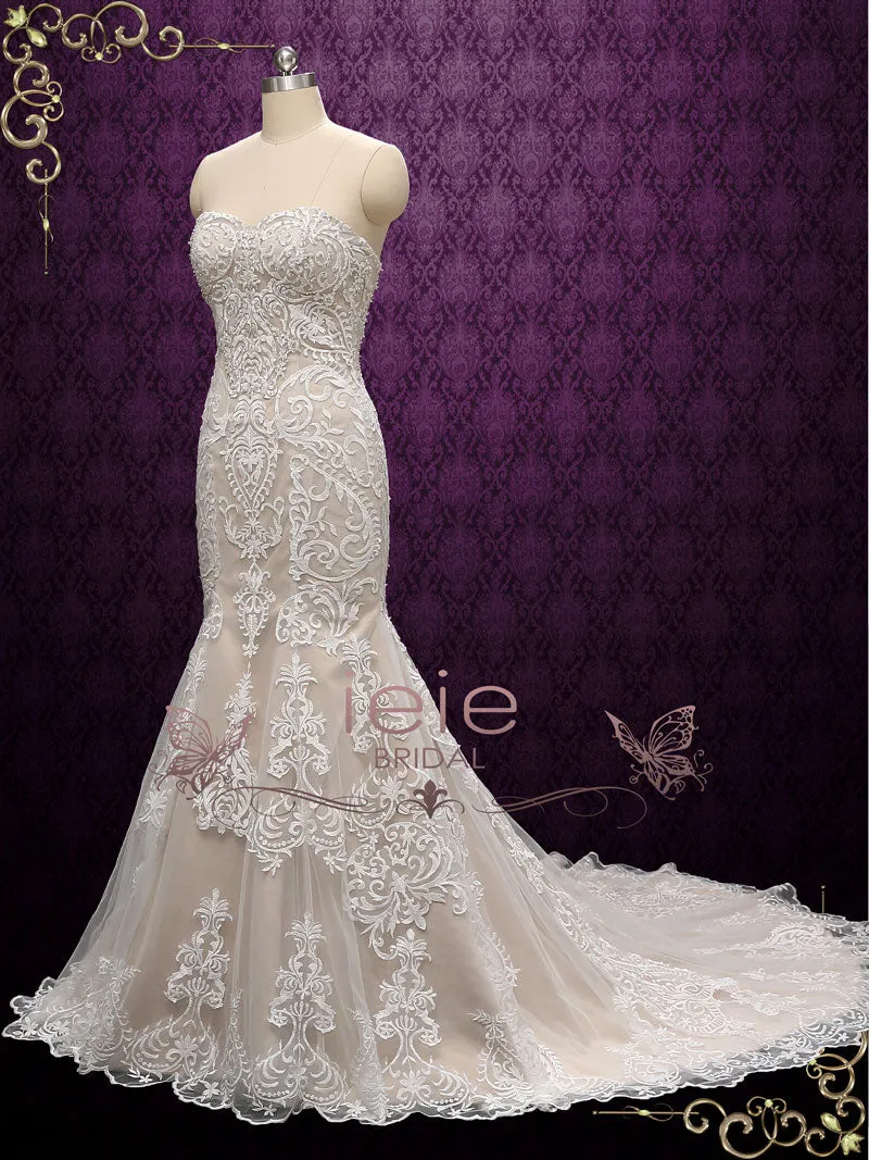 Strapless Vintage Lace Wedding Dress | Valeriya