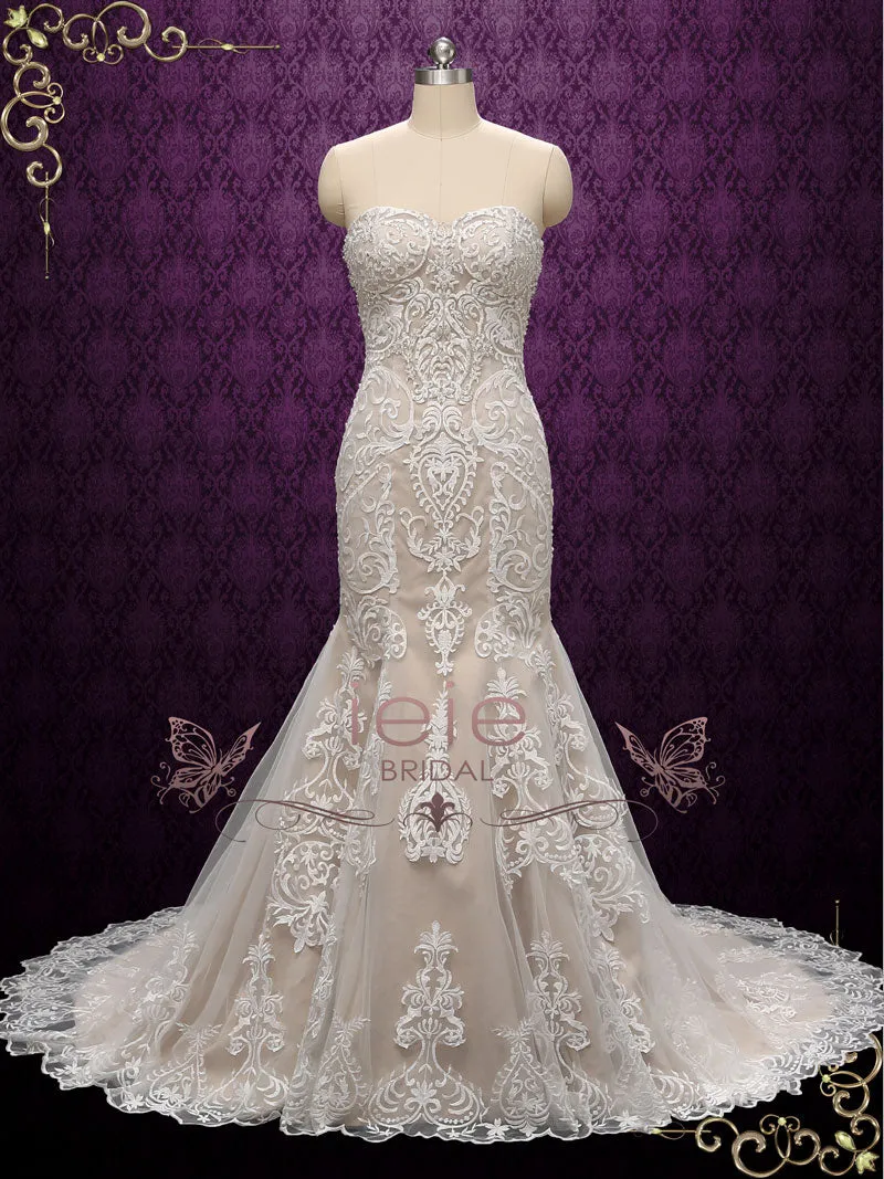 Strapless Vintage Lace Wedding Dress | Valeriya