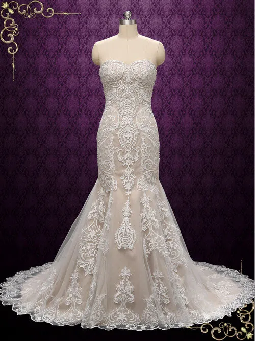 Strapless Vintage Lace Wedding Dress | Valeriya
