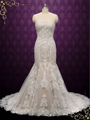 Strapless Vintage Lace Wedding Dress | Valeriya