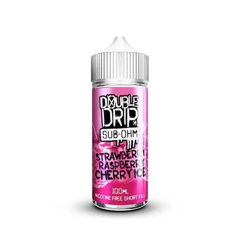 STRAWBERRY RASPBERRY CHERRY ICE 100ML SHORT FILL E-LIQUID BY DOUBLE DRIP