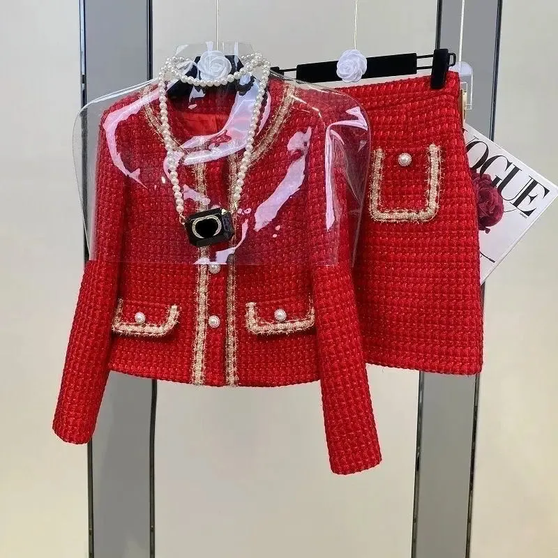 Suit Jacke Coat Top And Skirt Two Piece Set