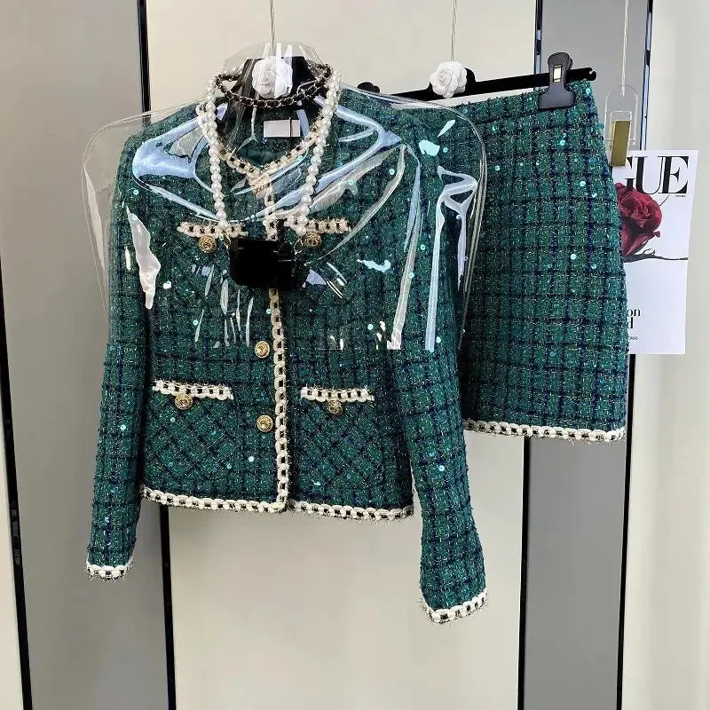 Suit Jacke Coat Top And Skirt Two Piece Set