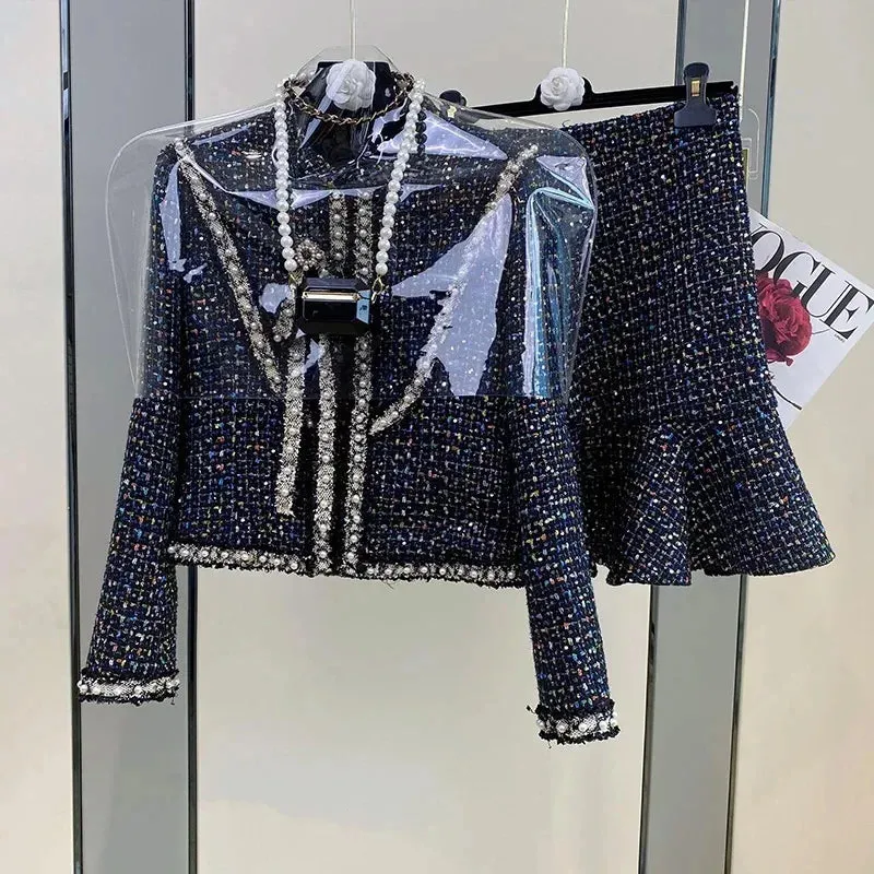 Suit Jacke Coat Top And Skirt Two Piece Set