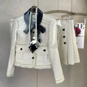 Suit Jacke Coat Top And Skirt Two Piece Set