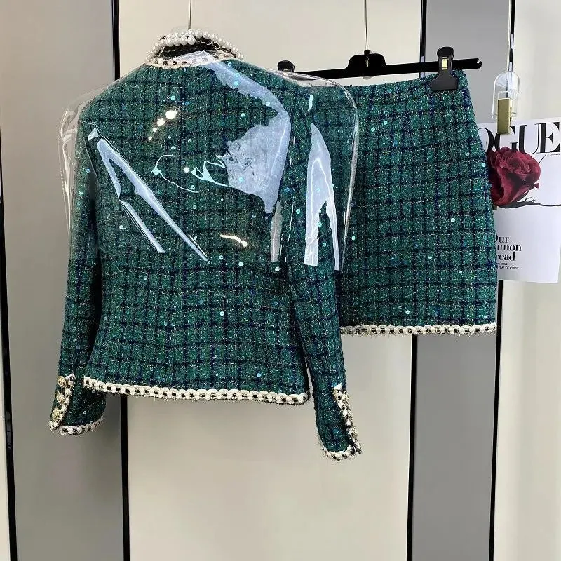 Suit Jacke Coat Top And Skirt Two Piece Set
