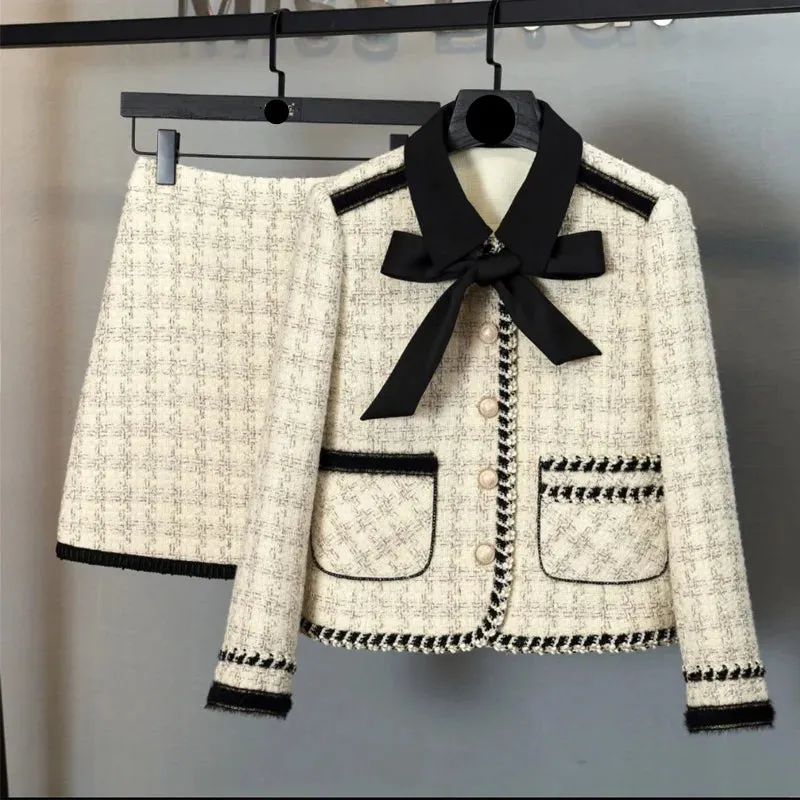 Suit Jacke Coat Top And Skirt Two Piece Set