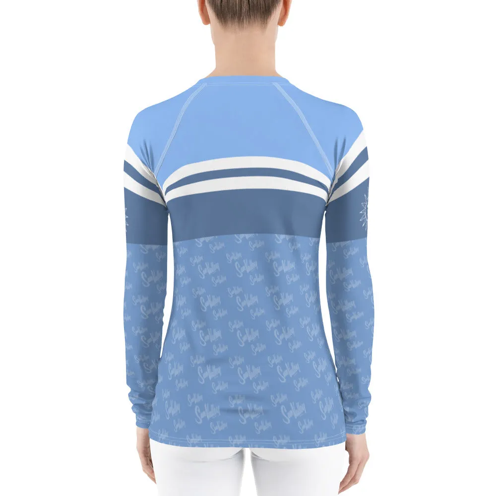 Sun Valley Logo Blue Stripe Long Sleeve Top