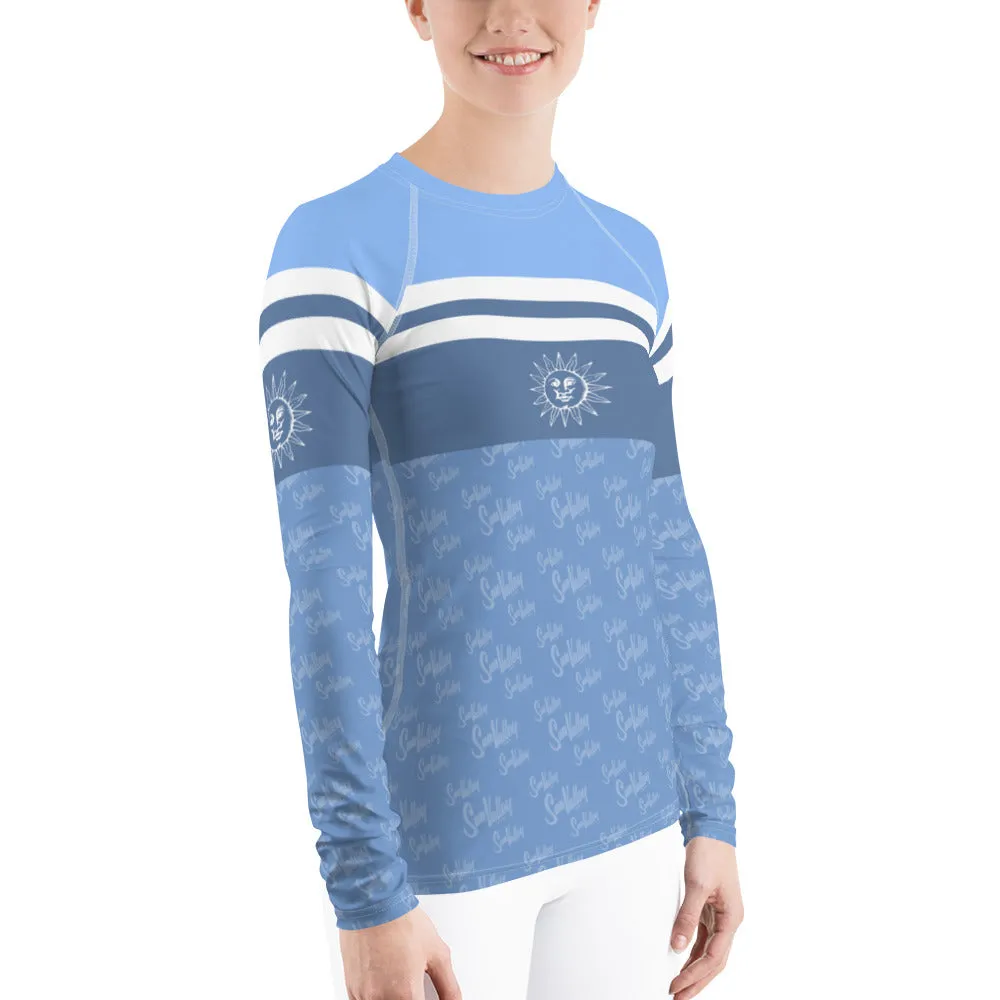 Sun Valley Logo Blue Stripe Long Sleeve Top