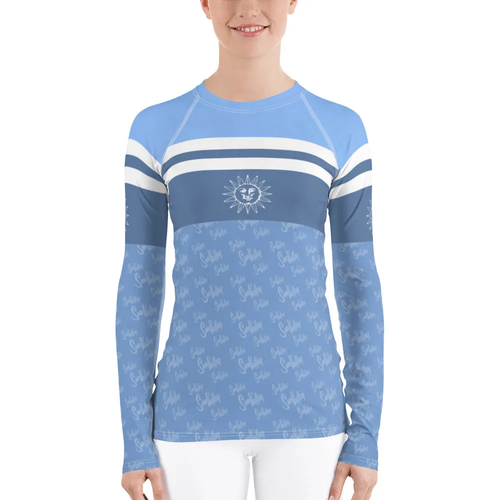Sun Valley Logo Blue Stripe Long Sleeve Top
