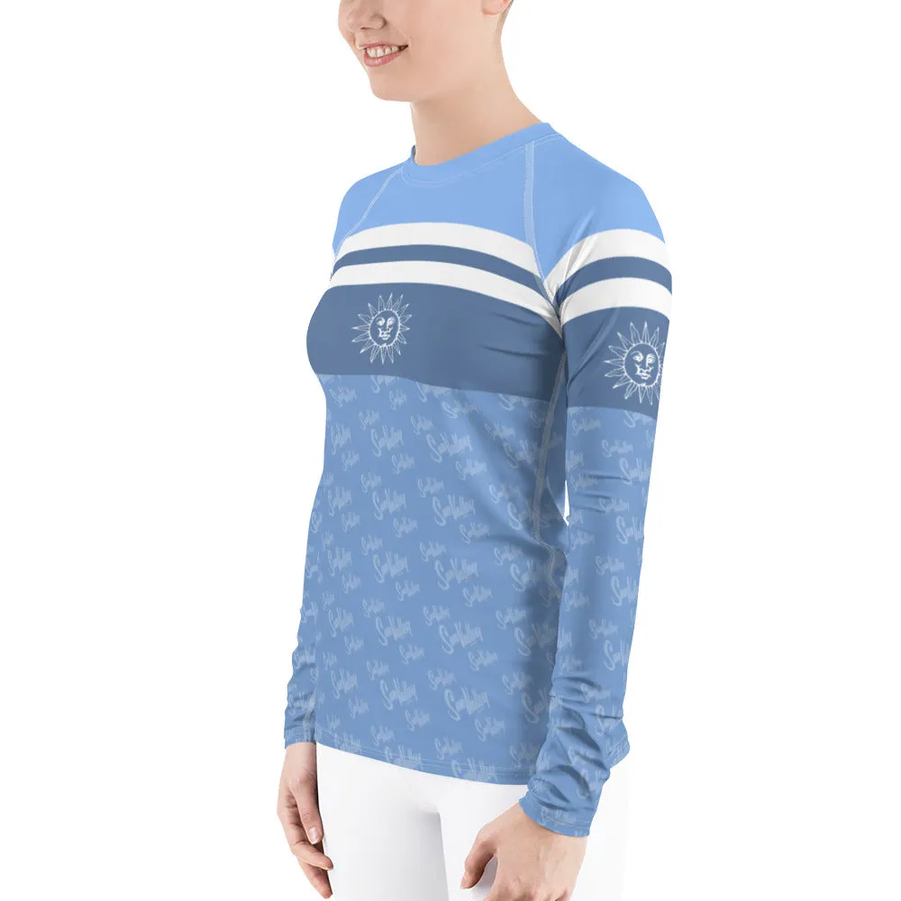 Sun Valley Logo Blue Stripe Long Sleeve Top