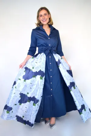 Taffeta Overskirt in Hydrangea on Navy