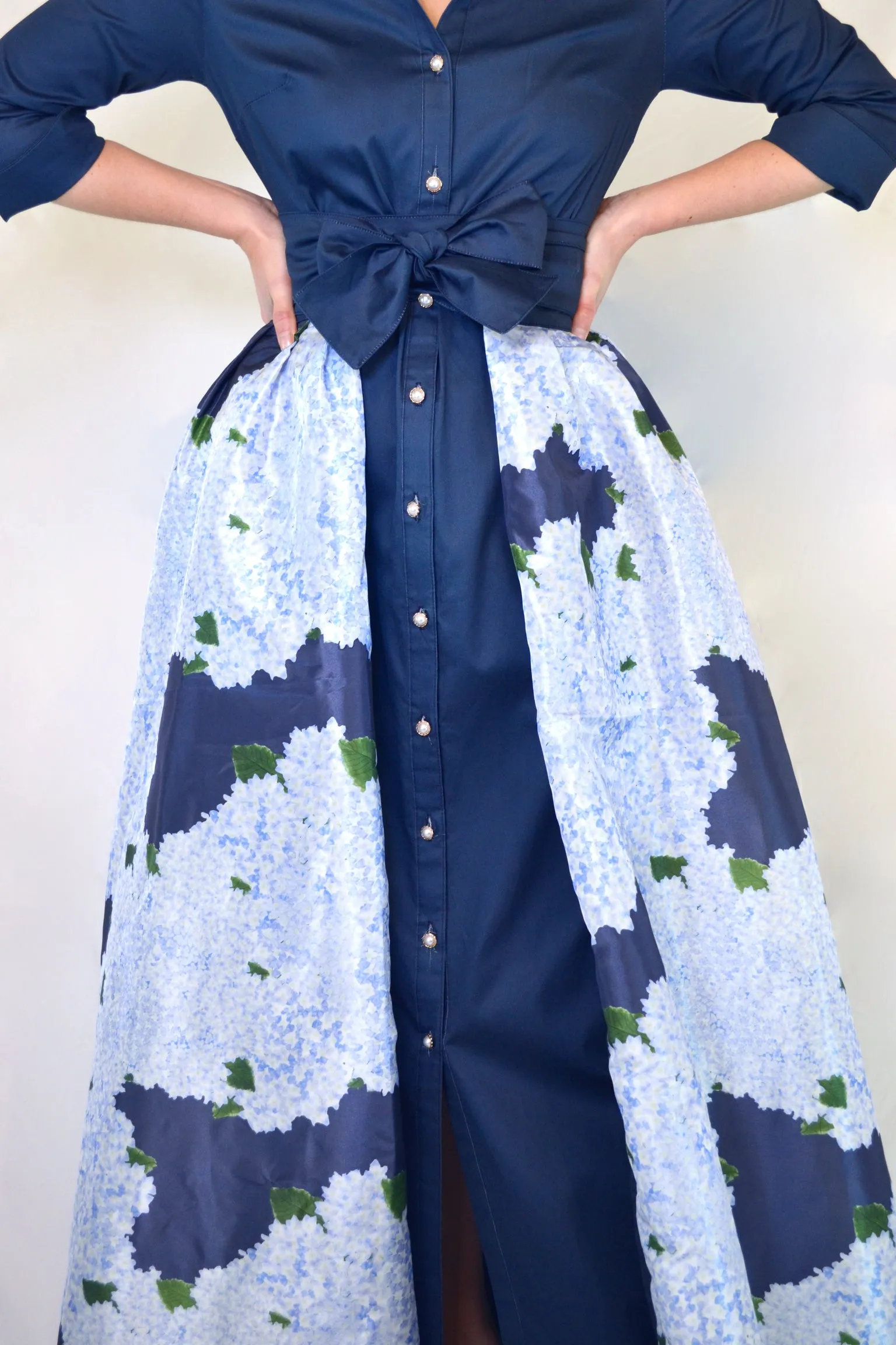 Taffeta Overskirt in Hydrangea on Navy