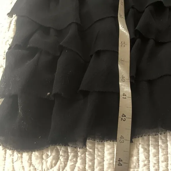 TALBOTS 100% Silk ruffle maxi long skirt black tiered whimsigoth size 14