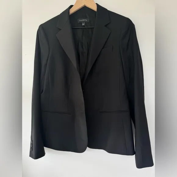 Talbots Black Blazer Classic Tailored Suit Jacketed Luxe Wool Blazer NWOT 10