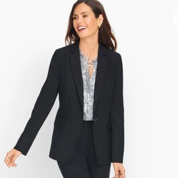 Talbots Black Blazer Classic Tailored Suit Jacketed Luxe Wool Blazer NWOT 10