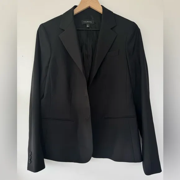 Talbots Black Blazer Classic Tailored Suit Jacketed Luxe Wool Blazer NWOT 10