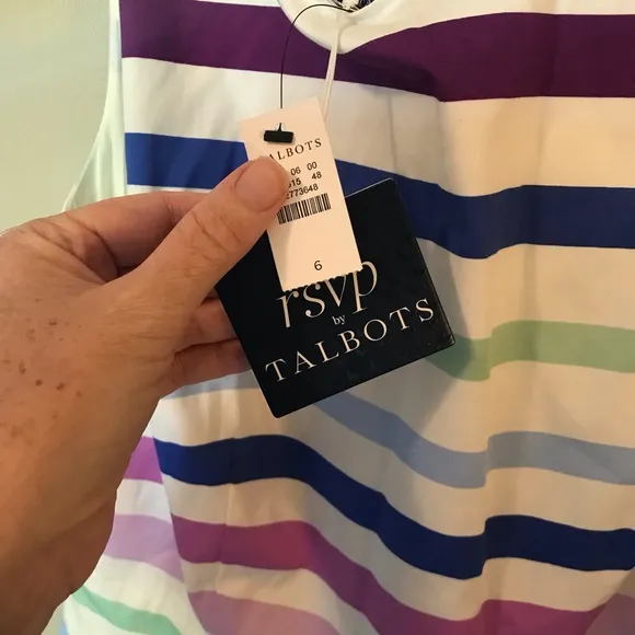 Talbots RSVP Sleeveless Striped Fit and Flare Dress New with Tags