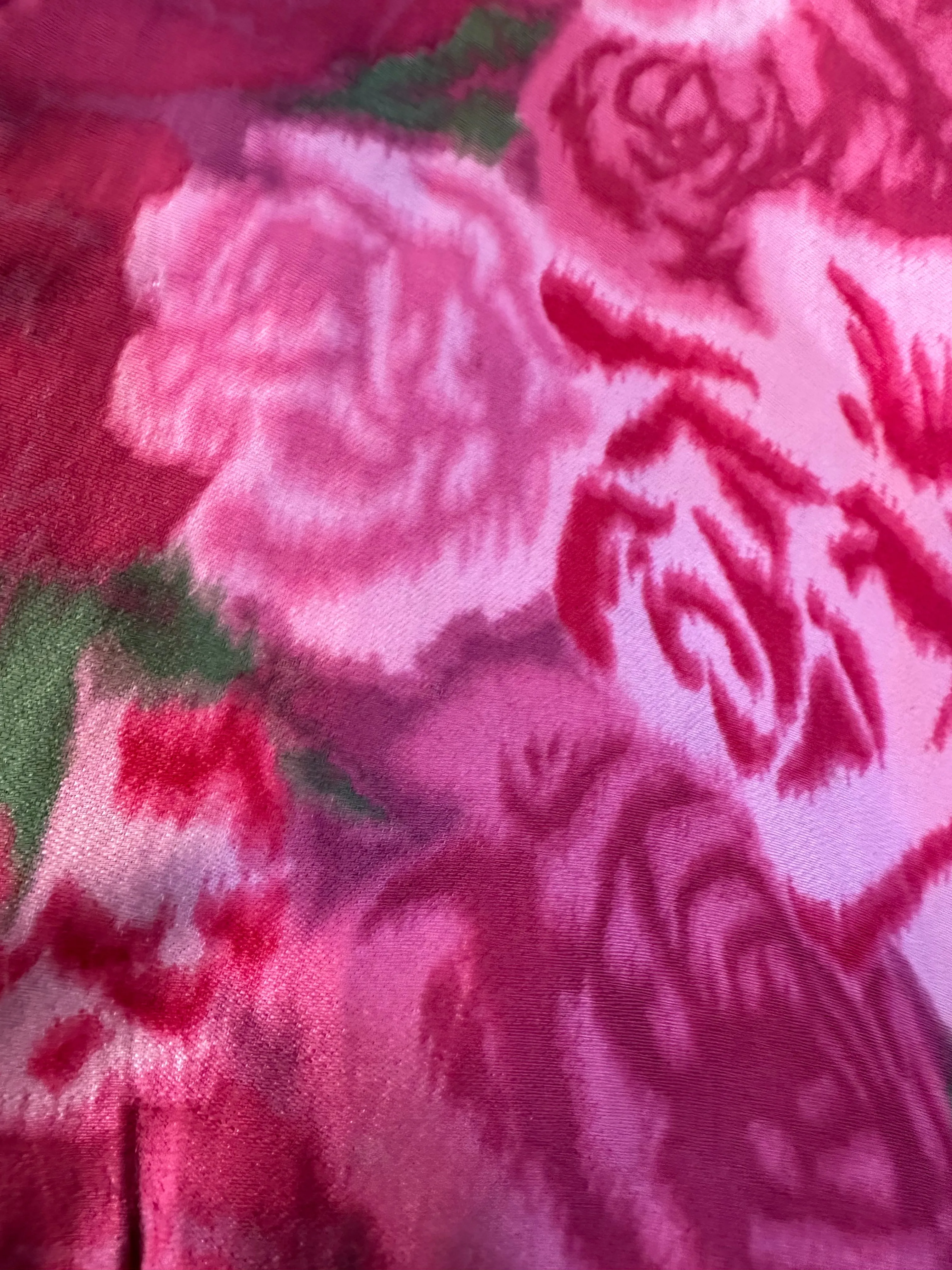 Teal Traina 50s Red and Pink Rose Print Cotton Afternoon Dress with Bubble Skirt