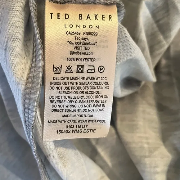 Ted Baker Blue/Grey Pleated Estie Highland Print  Midi Skirt 1(4) NEW