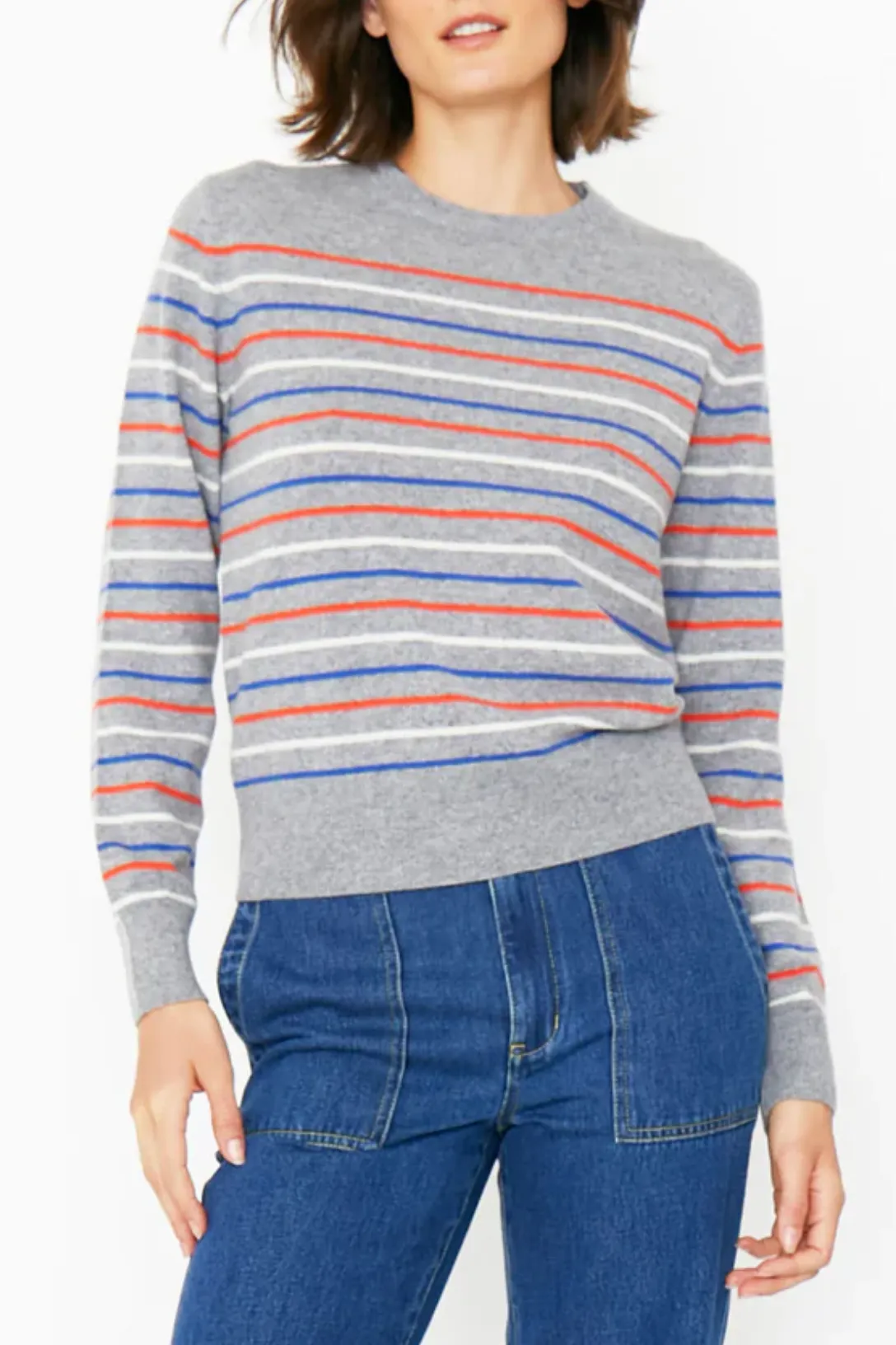 The Betty Sweater | Heather Grey/Poppy/Cream/Royal