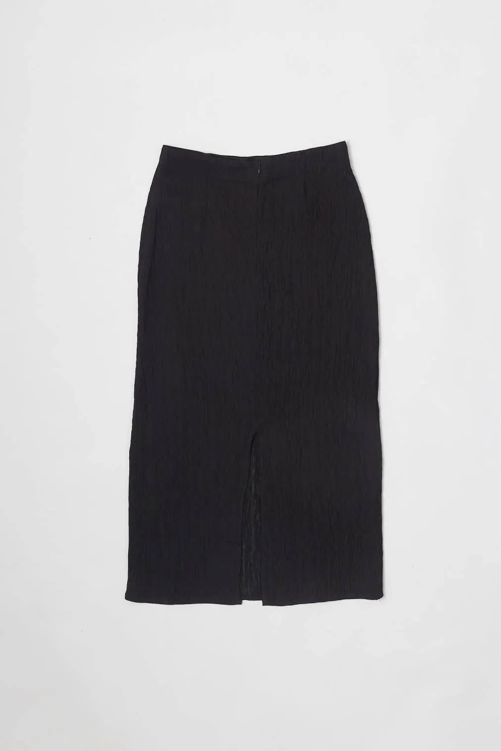 The Miranda Skirt | Textured Midi Skirt with Back Slit
