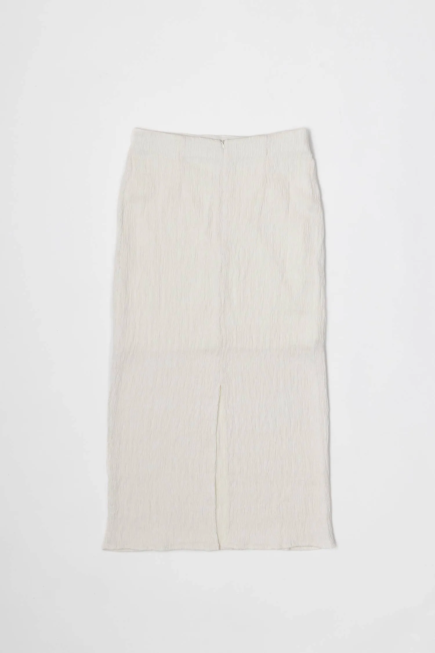 The Miranda Skirt | Textured Midi Skirt with Back Slit