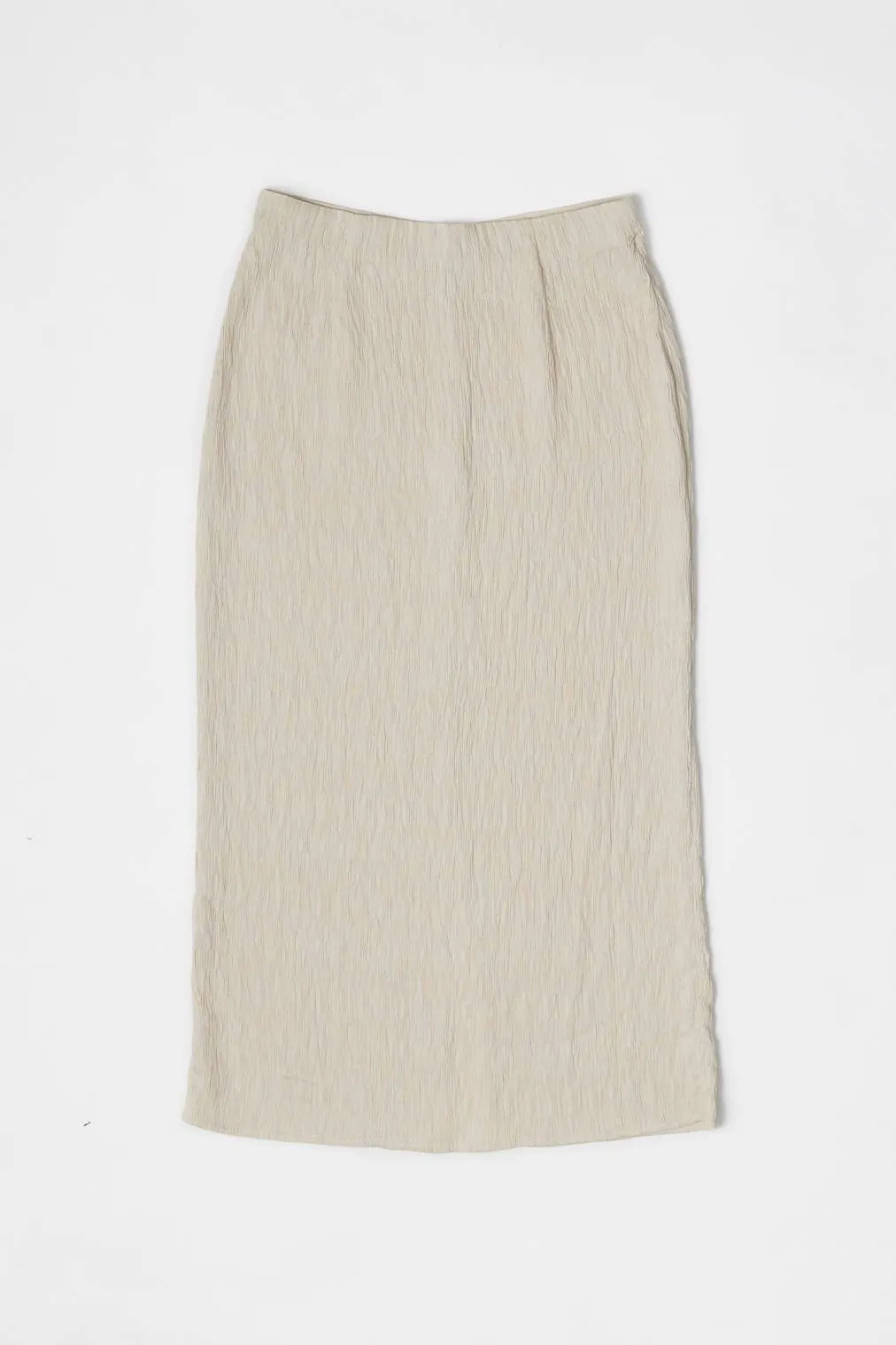 The Miranda Skirt | Textured Midi Skirt with Back Slit