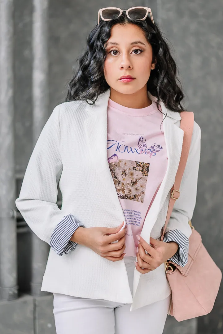 The Paramount Stripe Lined Blazer | White