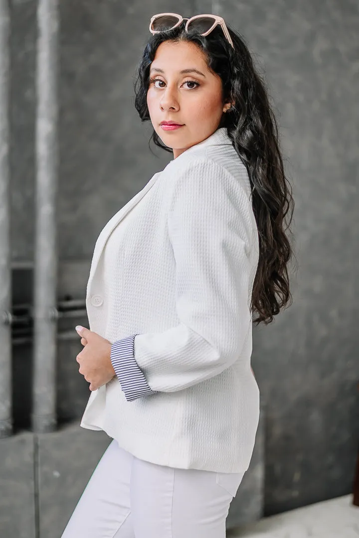 The Paramount Stripe Lined Blazer | White