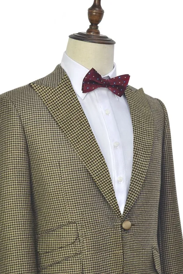 Three Pockets with Flaps Aureate Mens Suits Peak Lapel Suits for Formal