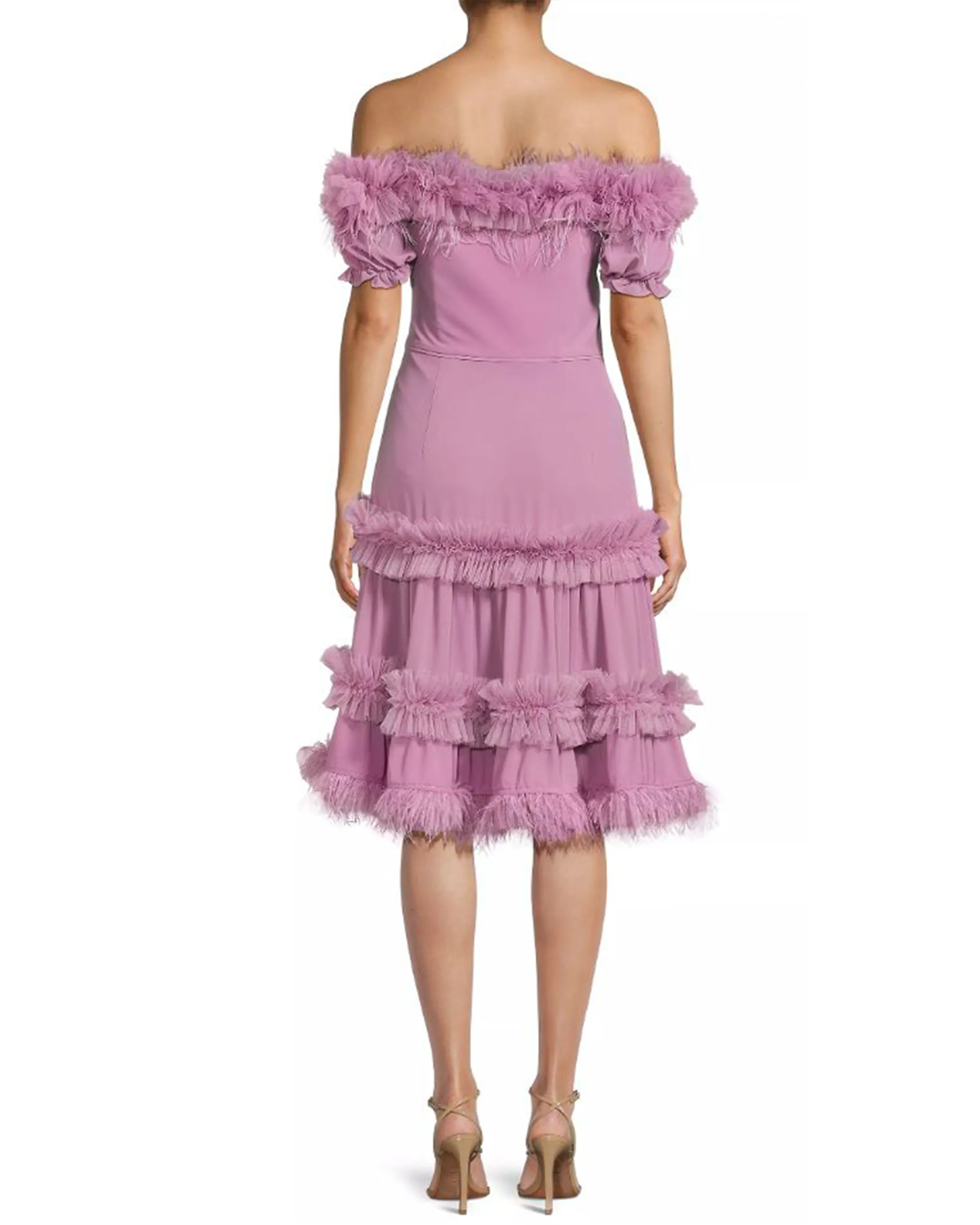 Tiered Ruffle and Feather Dress