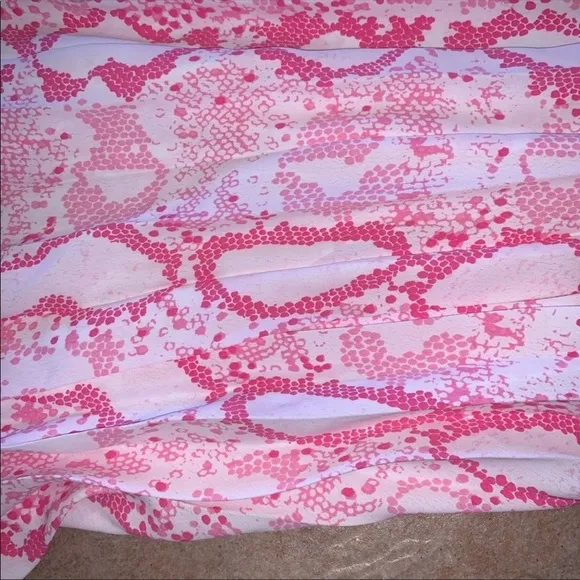 TOPSHOP Snakeskin Print Belted Pink Pleated Midi Skirt New Size Small