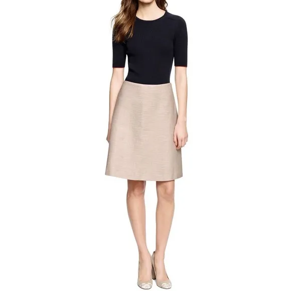 Tory Burch | Denise | A-line | cream | silk lined | side zipper | tweed | skirt