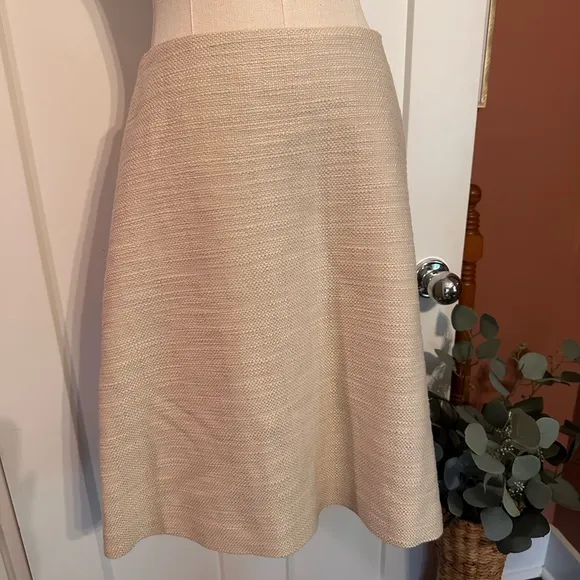Tory Burch | Denise | A-line | cream | silk lined | side zipper | tweed | skirt