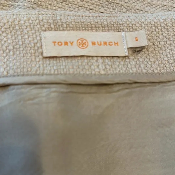 Tory Burch | Denise | A-line | cream | silk lined | side zipper | tweed | skirt