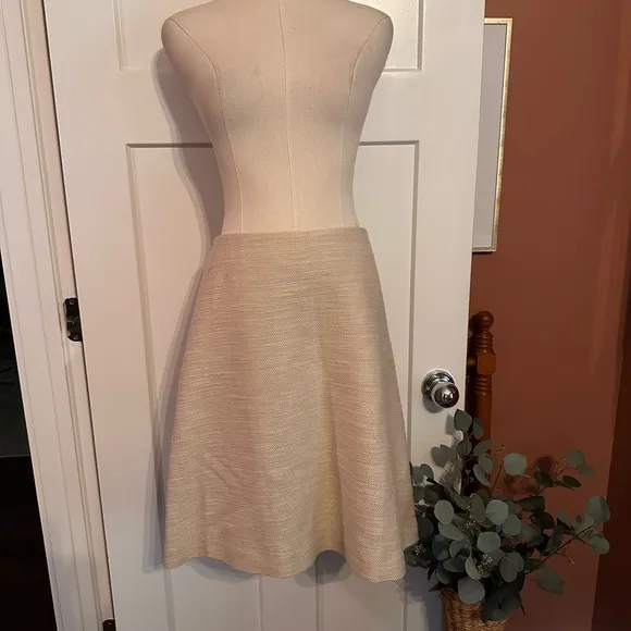 Tory Burch | Denise | A-line | cream | silk lined | side zipper | tweed | skirt