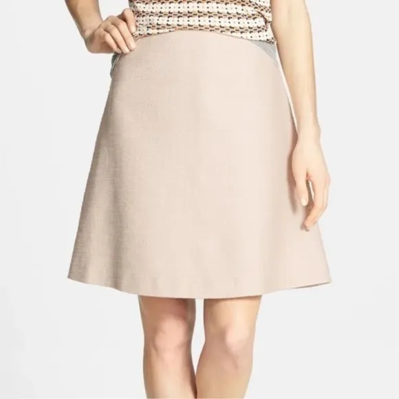 Tory Burch | Denise | A-line | cream | silk lined | side zipper | tweed | skirt