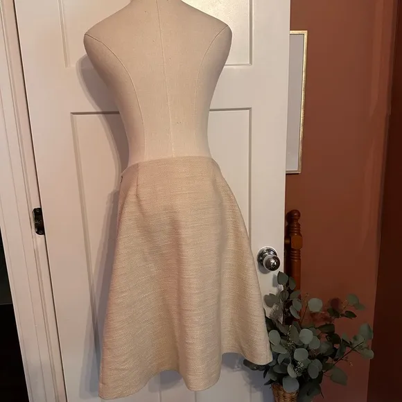 Tory Burch | Denise | A-line | cream | silk lined | side zipper | tweed | skirt