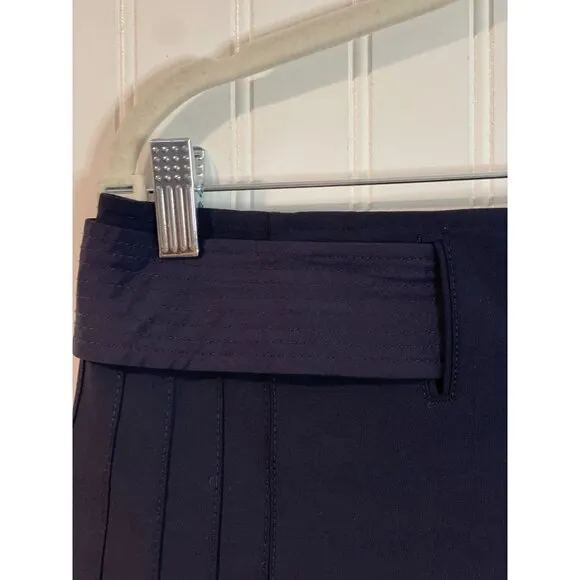 Tory Burch Womens Pleated Navy Skirt With Side Tie 95% Wool  Size 8