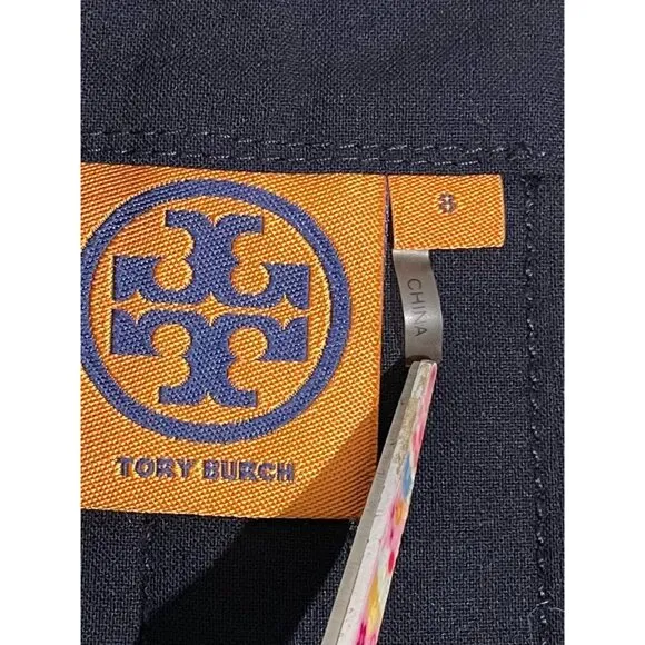 Tory Burch Womens Pleated Navy Skirt With Side Tie 95% Wool  Size 8