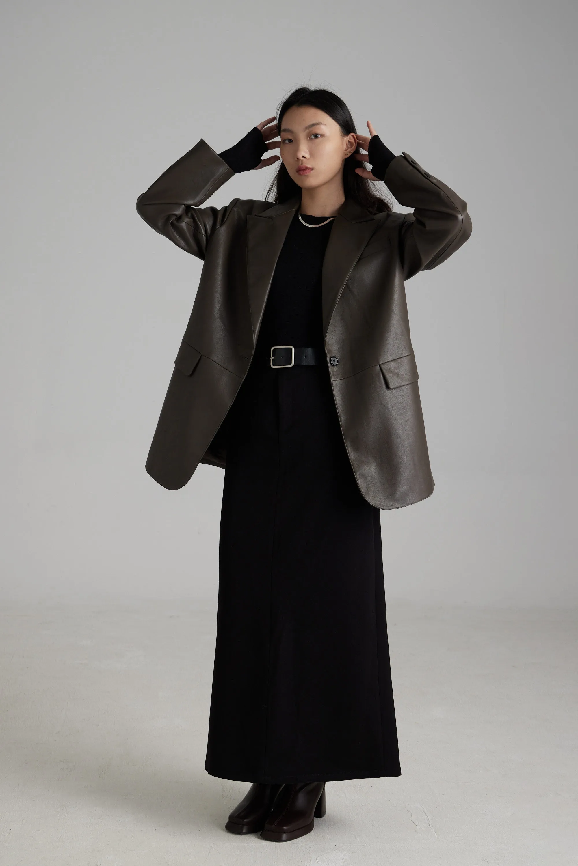 TR2409 Chiara Vegan Leather Oversized Blazer