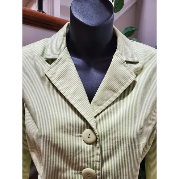 Tracy Evans Women's Green Cotton Single Breasted Blazer &amp; Skirt 2 Pc's Suit 10