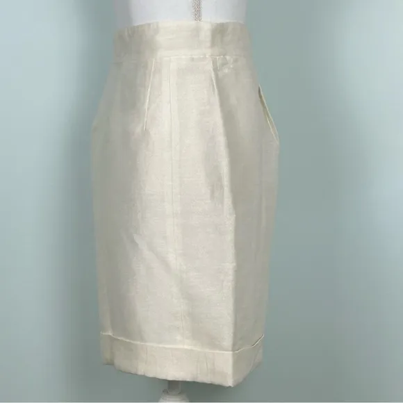 Tracy Reese Linen-Blend Skirt in Eggshell NWT