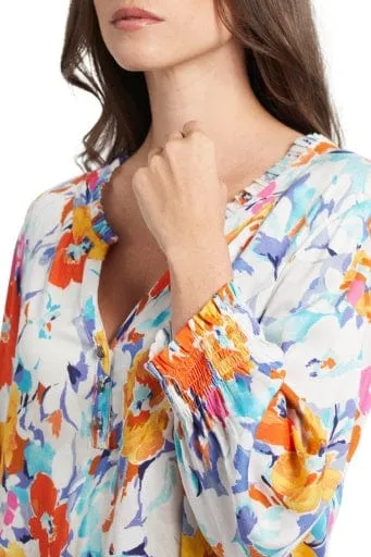 Tribal 3/4 Smocked Sleeve Blouse