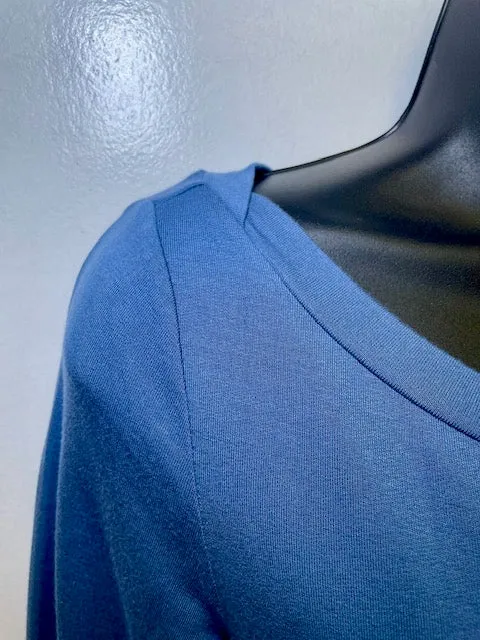 Tribal Blue 3/4 Sleeve Crewneck Slit