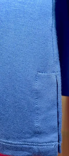 Tribal Blue 3/4 Sleeve Crewneck Slit