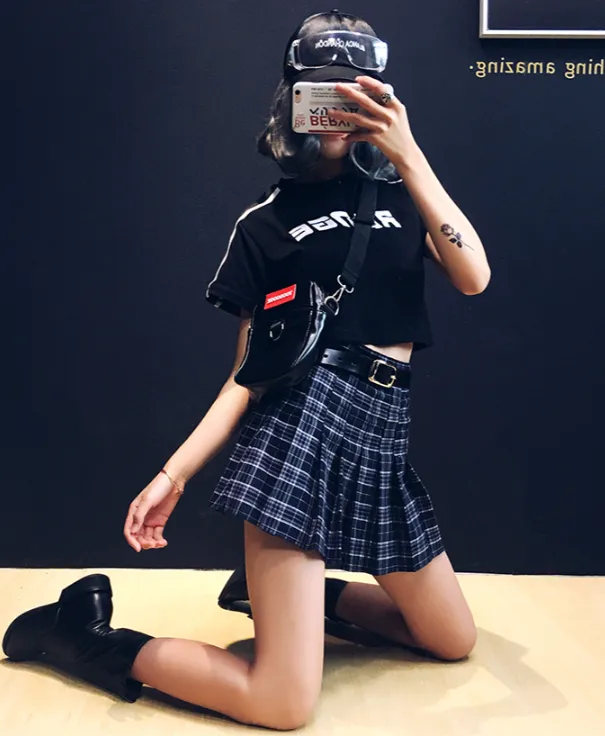 Ulzzang high waist pleated skirt  KF24106